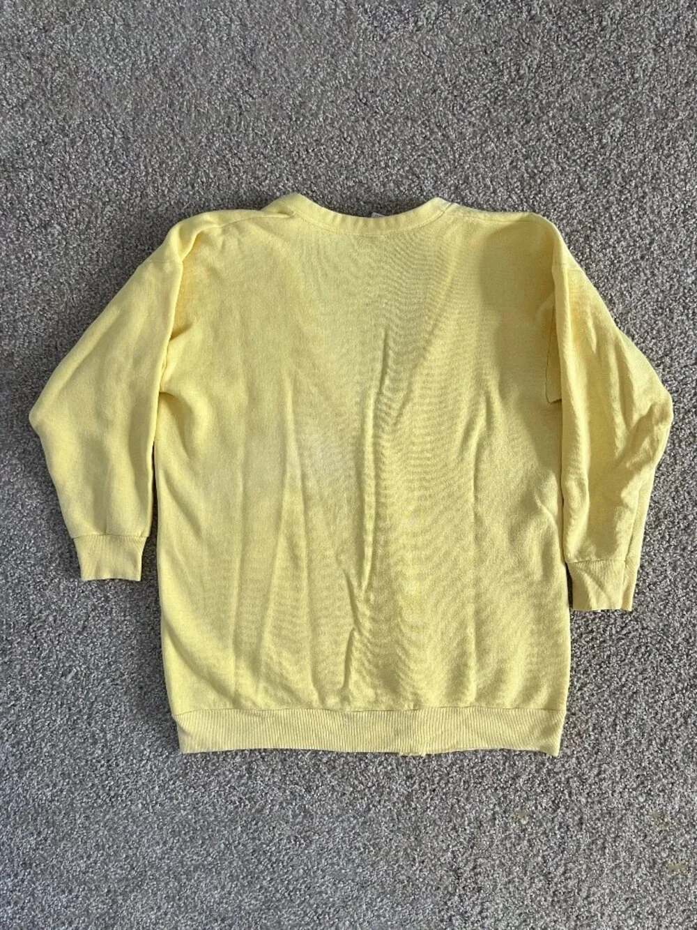 80s Vintage Tultex Butter Yellow Cardigan California Fleece Retro Size L